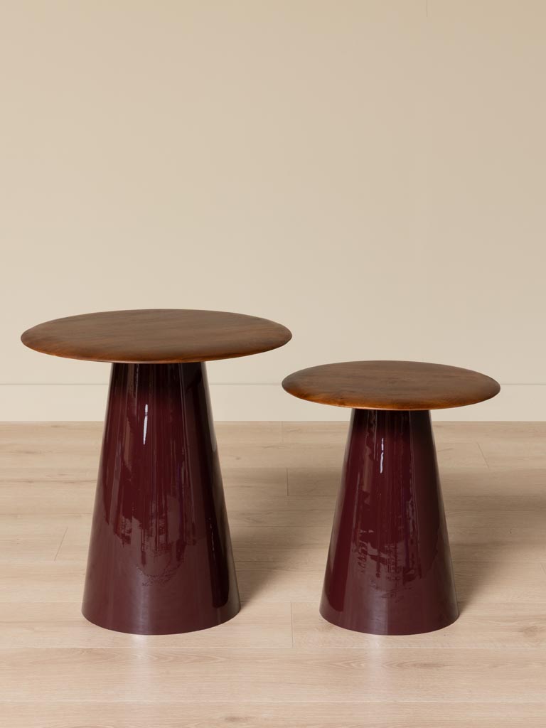 S/2 tables d'appoint base laquée Amarante - 3