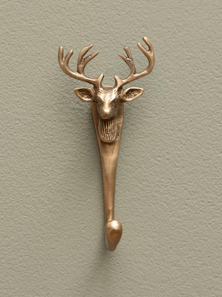 Deer had hook brass patina - 3