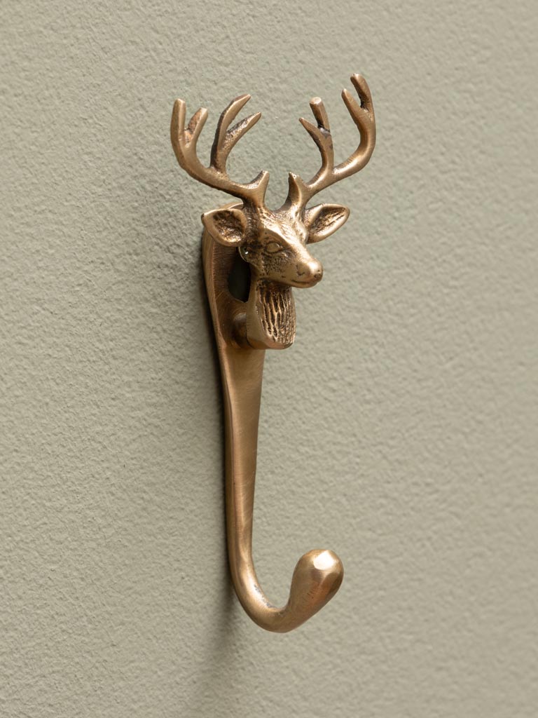 Deer had hook brass patina - 5