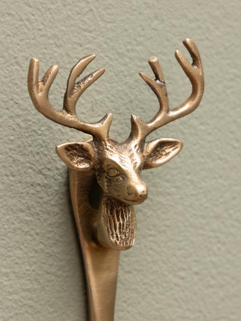 Deer had hook brass patina - 4