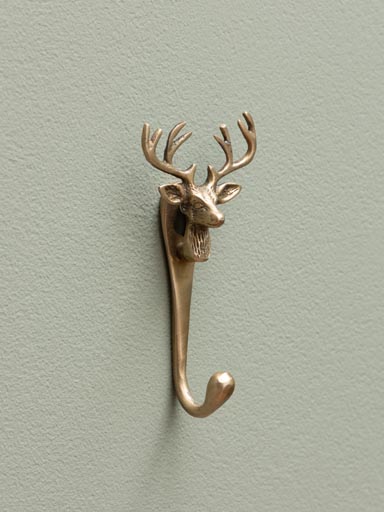 Deer had hook brass patina