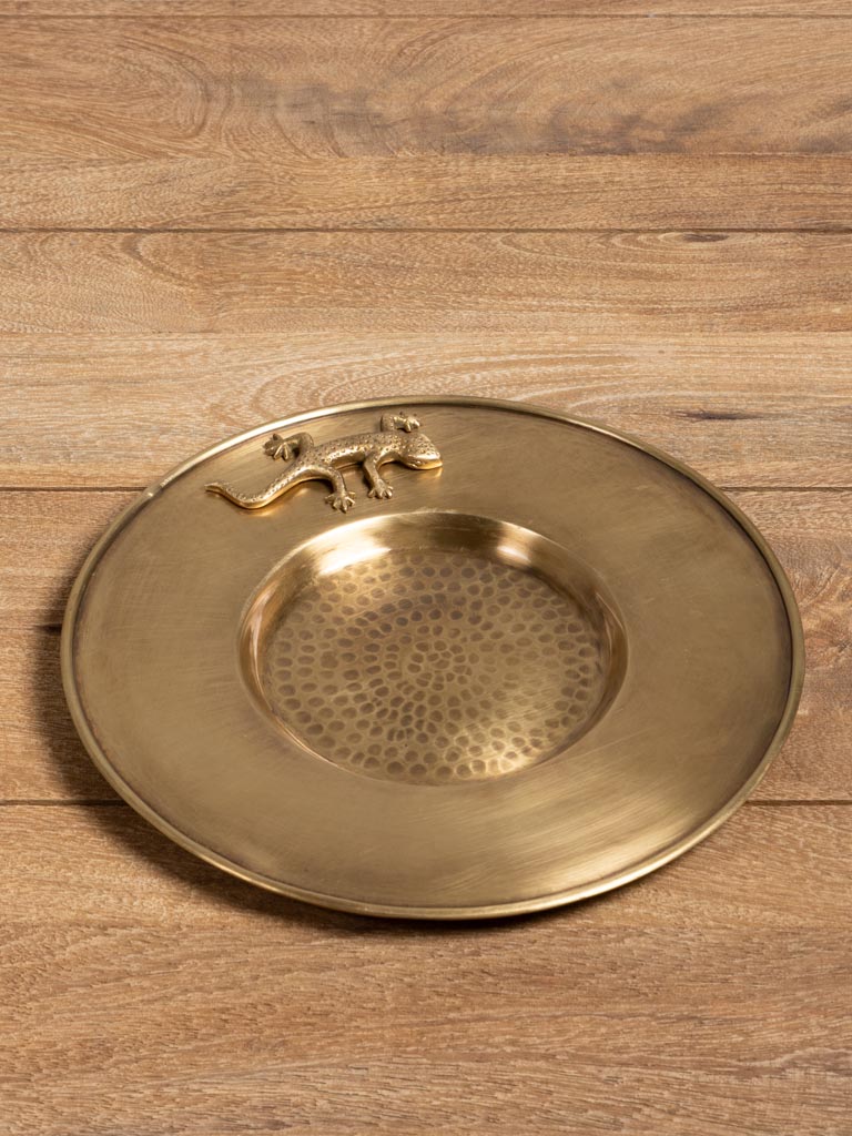 Round hammered tray with lizard - 3