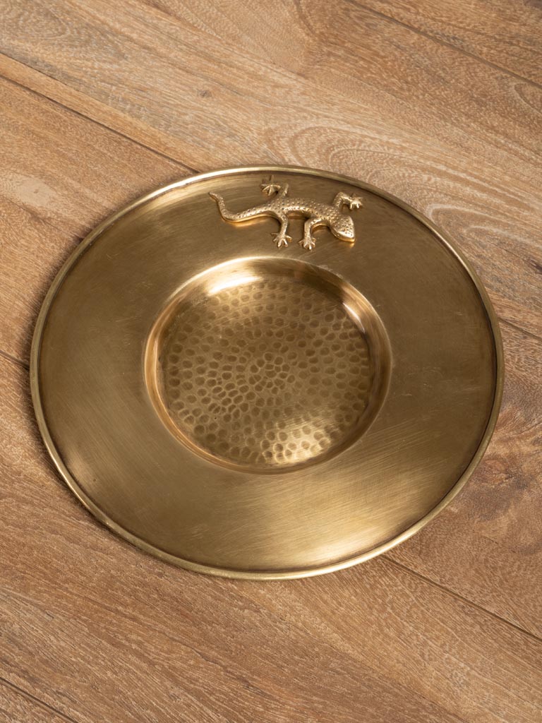 Round hammered tray with lizard - 5