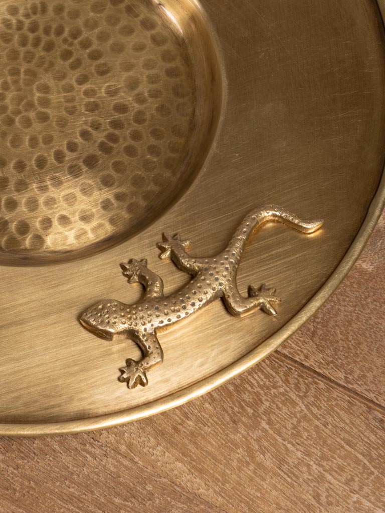 Round hammered tray with lizard - 6