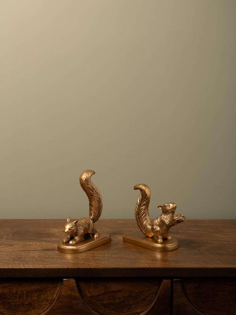 Golden squirrel bookends - 5