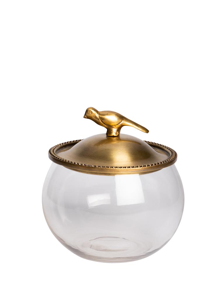 Glass box with brass bird lid - 2
