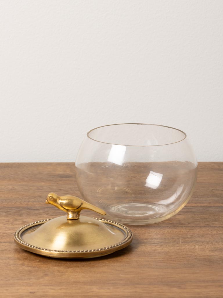 Glass box with brass bird lid - 3