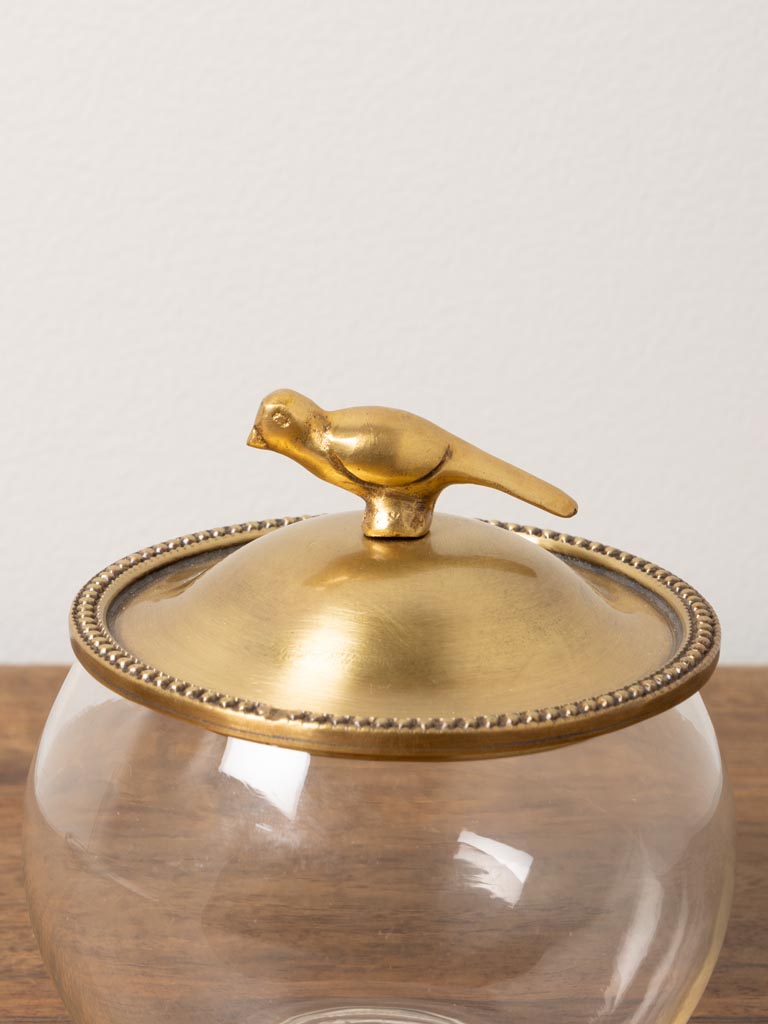 Glass box with brass bird lid - 5