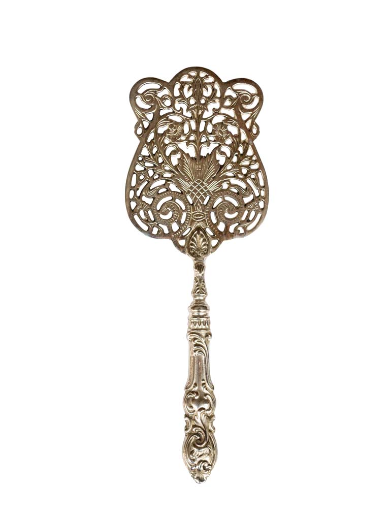 Pelle tarte décor baroque argent antique. - 2