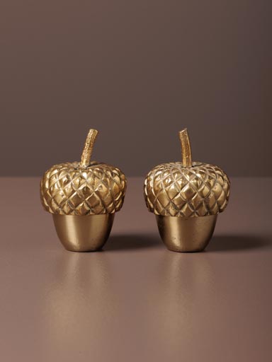 S/2 salt & pepper golden accorns