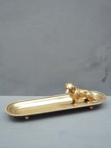 Dog on tray gold patina
