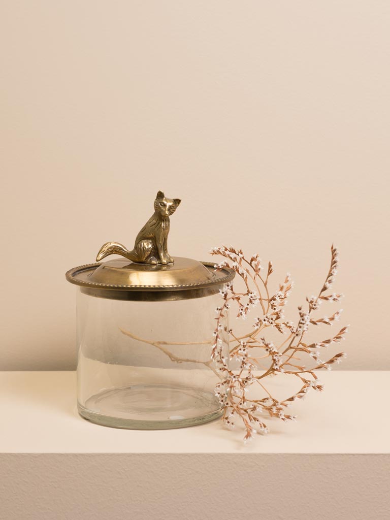 Glass box with golden fox lid - 1