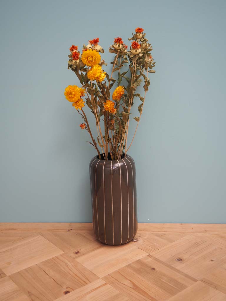 Vase émail vert ligné pour fleurs séchées - 6
