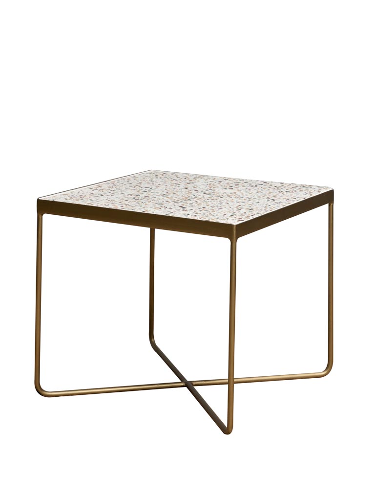 Side table Terrazzo with brass patina feet - 3