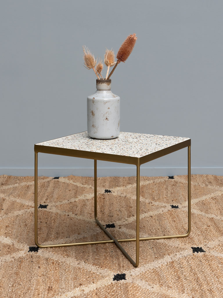 Side table Terrazzo with brass patina feet - 1