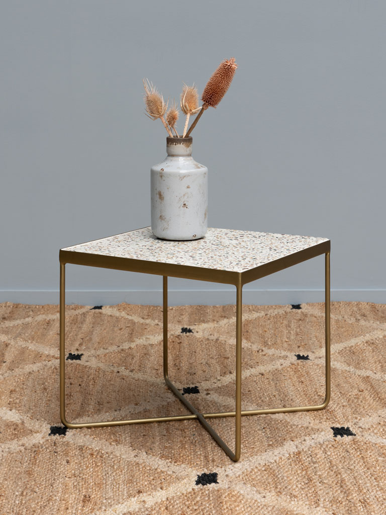 Side table Terrazzo with brass patina feet - 1