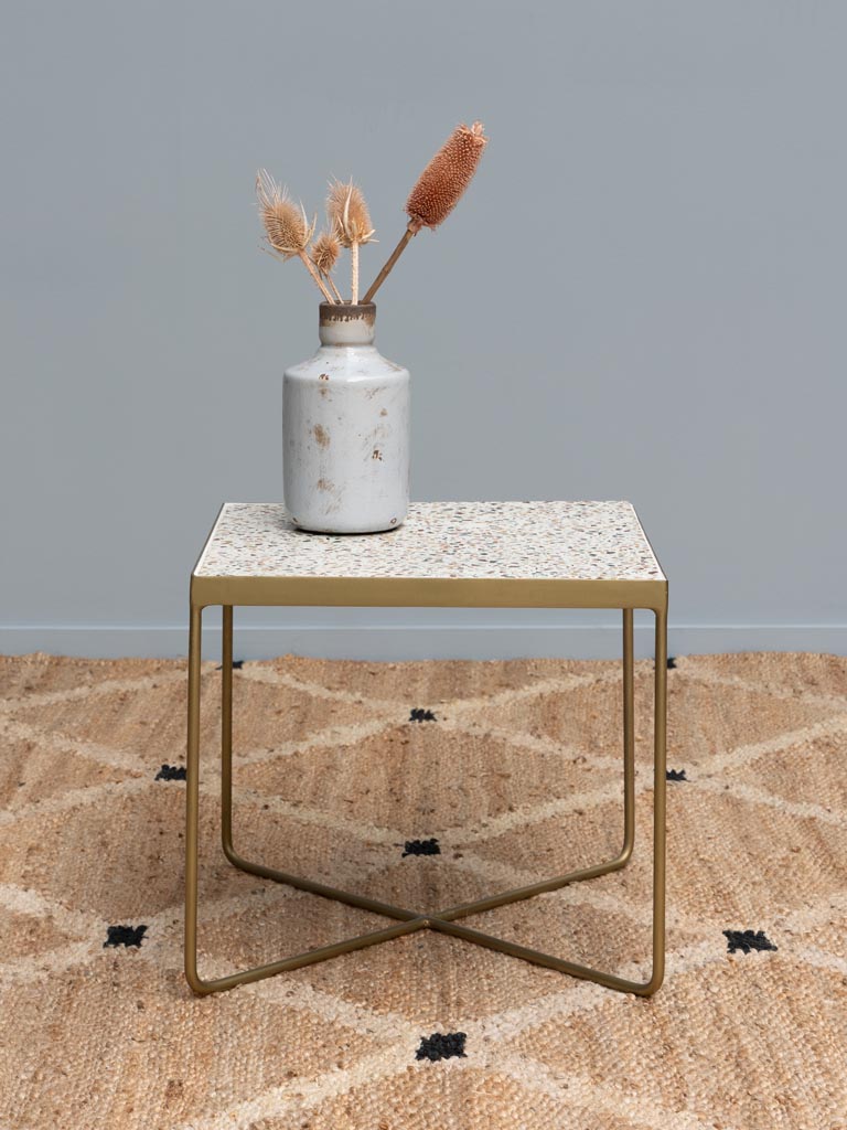 Side table Terrazzo with brass patina feet - 4
