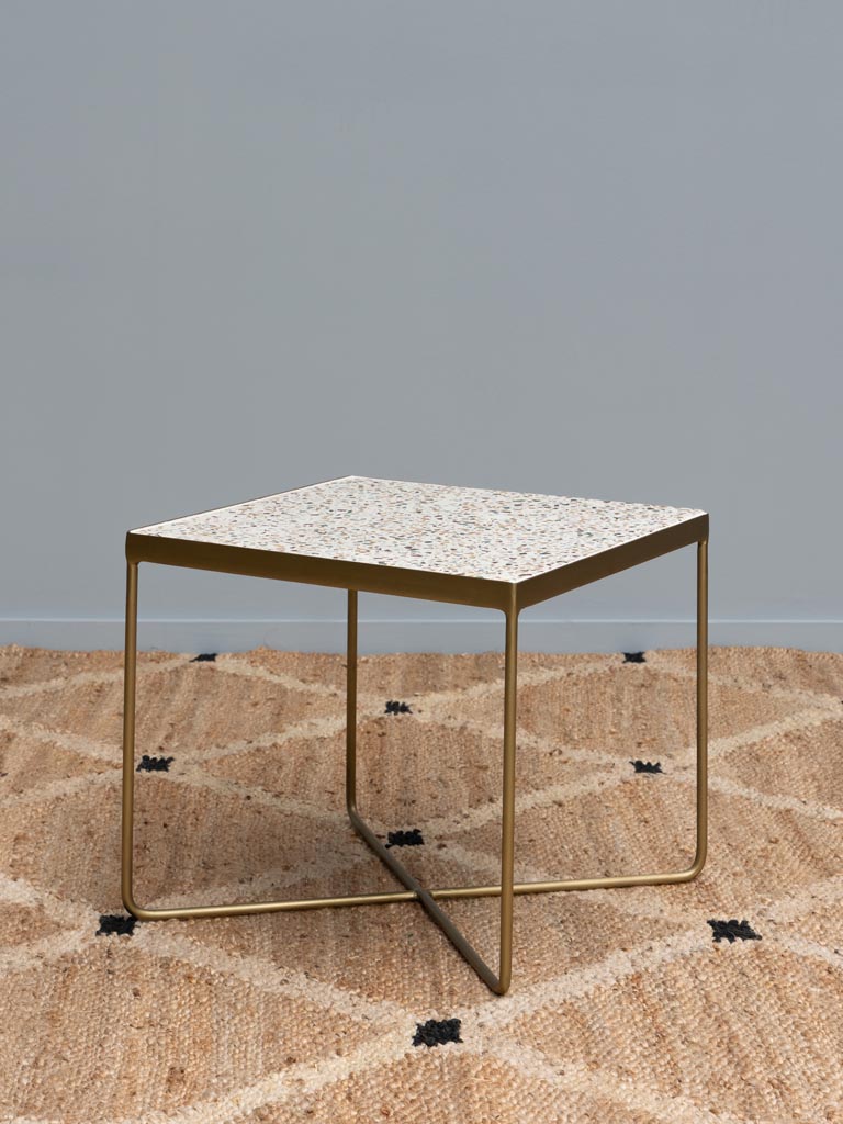 Side table Terrazzo with brass patina feet - 6
