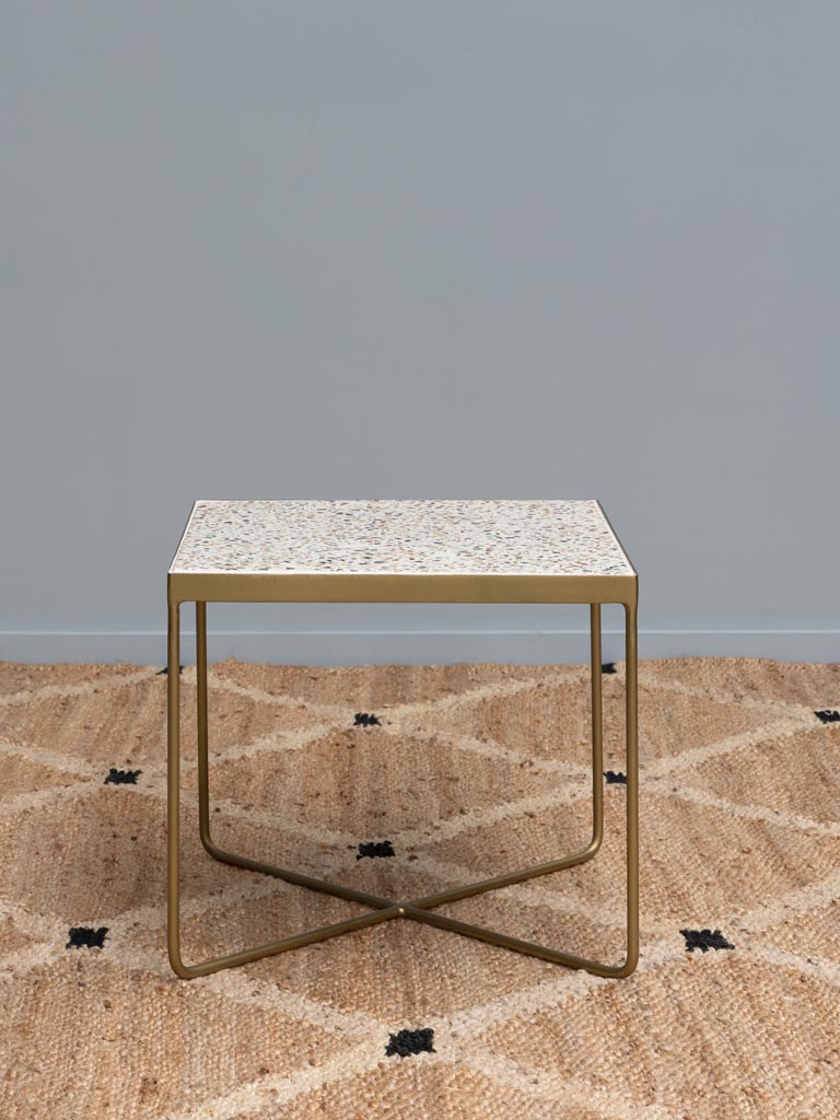 Side table Terrazzo with brass patina feet - 5