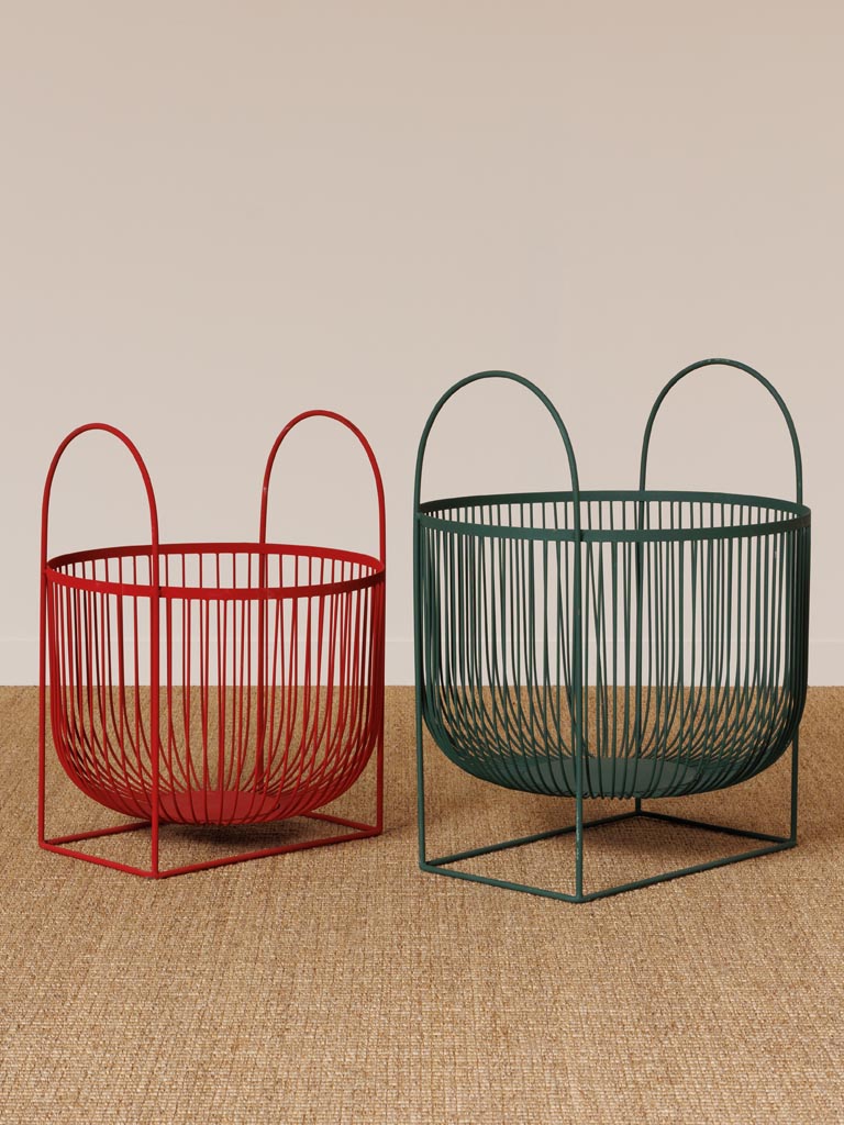 Green basket with handles - 3