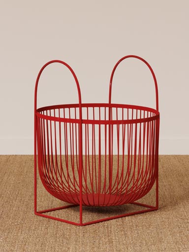 Basket with handle red metal