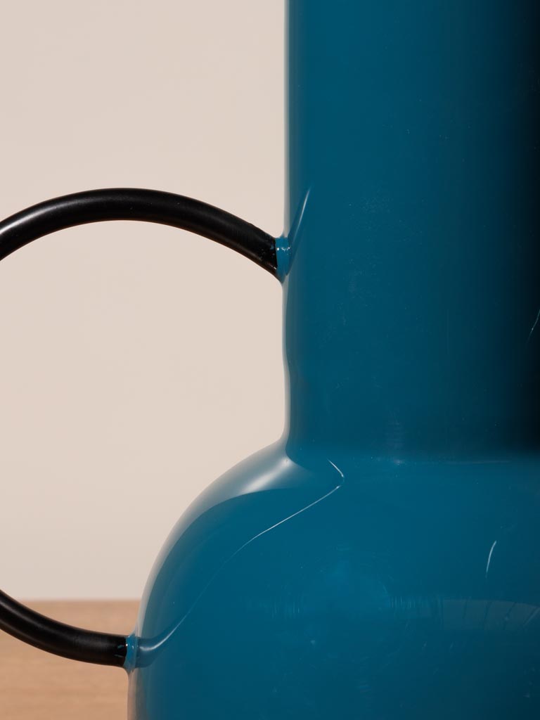 Vase lacqué bleu anse ronde - 4