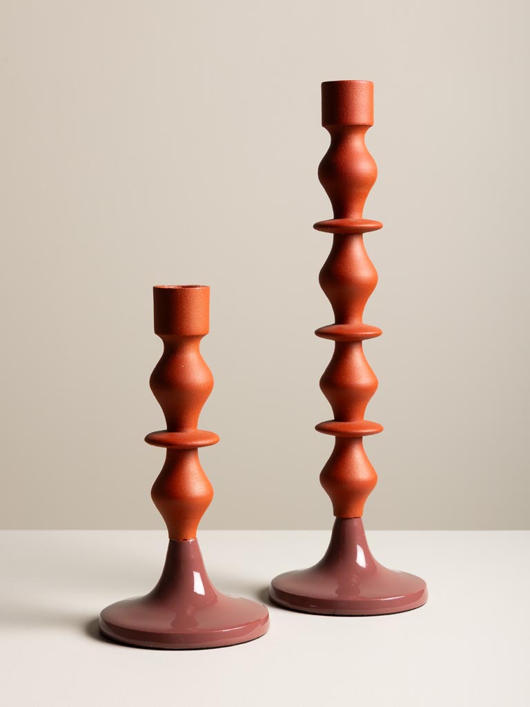 Large orange & pink candlestick Medina - 4