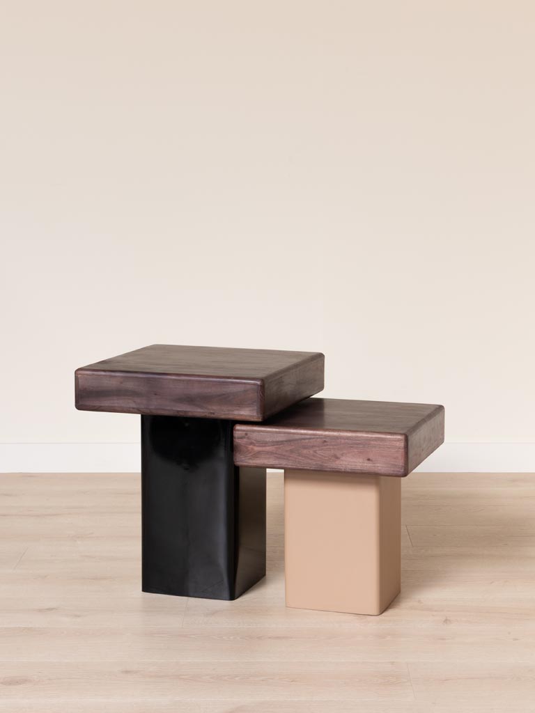S/2 tables d'appoint Crème de café - 1