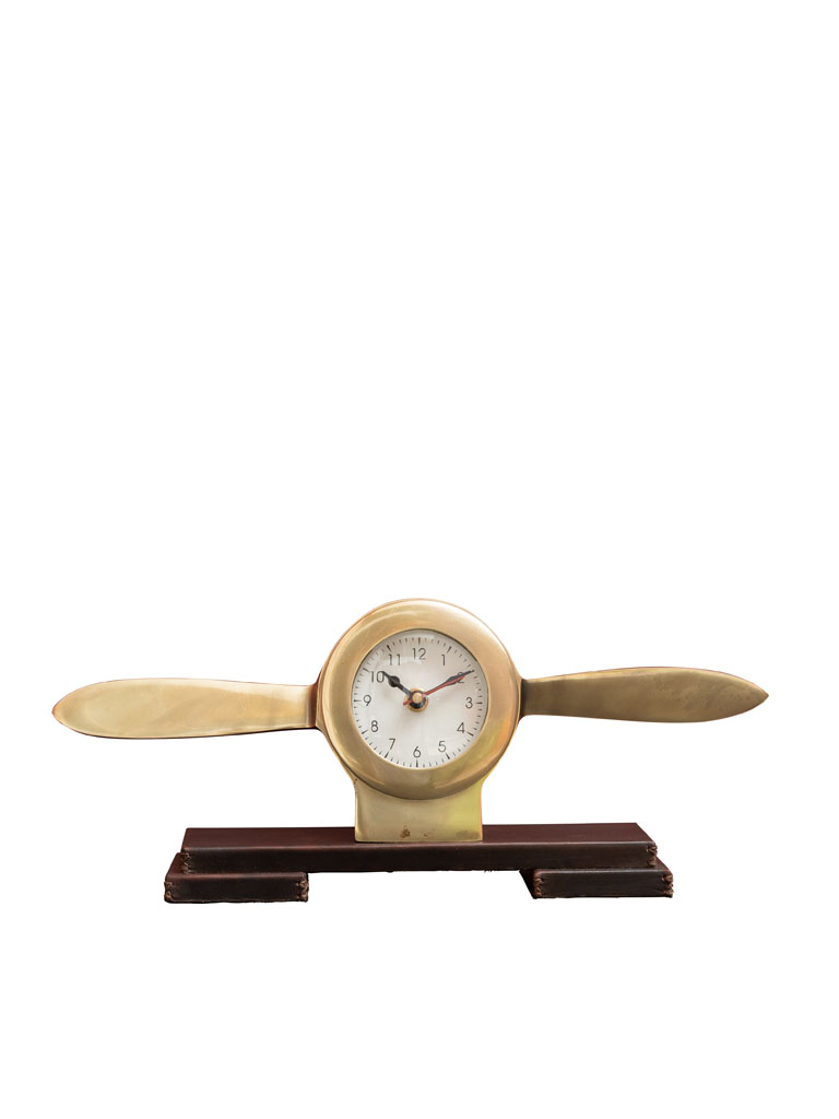 Propeller clock on leather base - 2