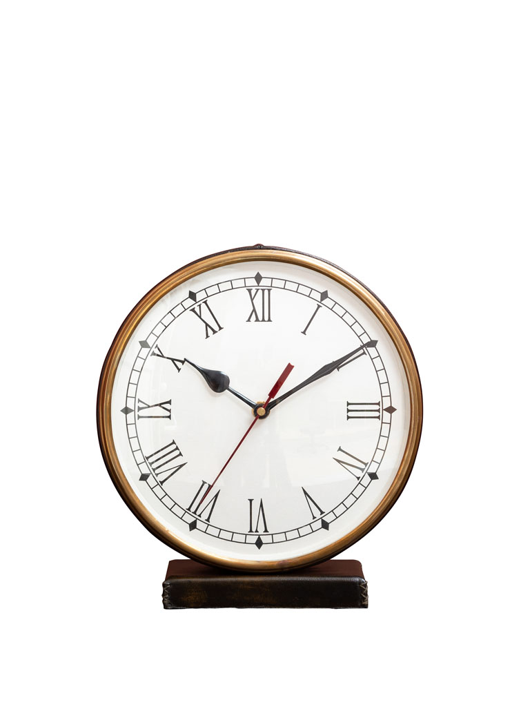 Leather clock on stand - 2