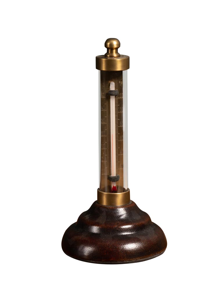 Thermomètre sur base ronde en cuir - 2