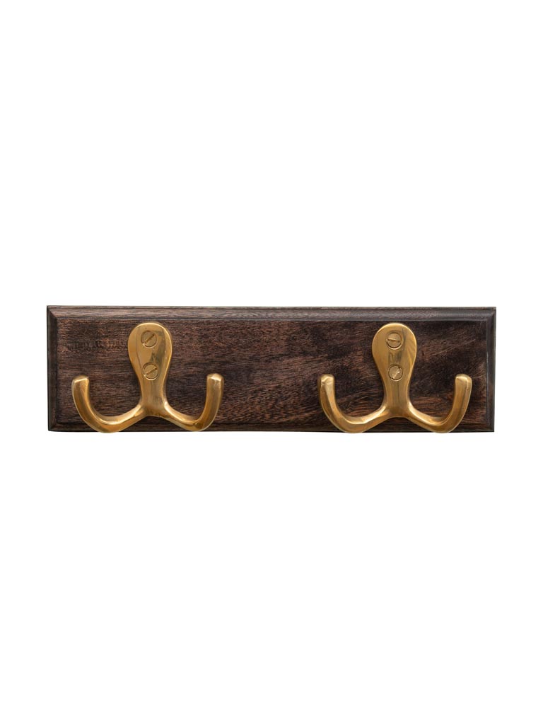 Wall coat rack captain with brass hooks - 2