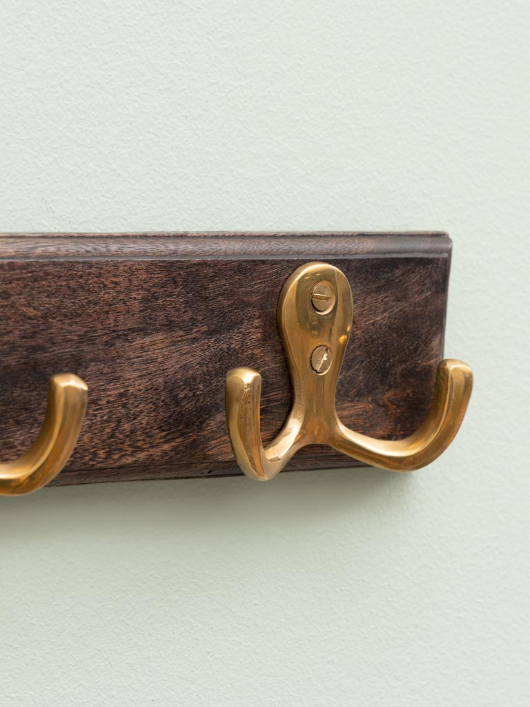 Wall coat rack captain with brass hooks - 3