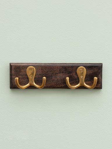 Wall coat rack captain with brass hooks