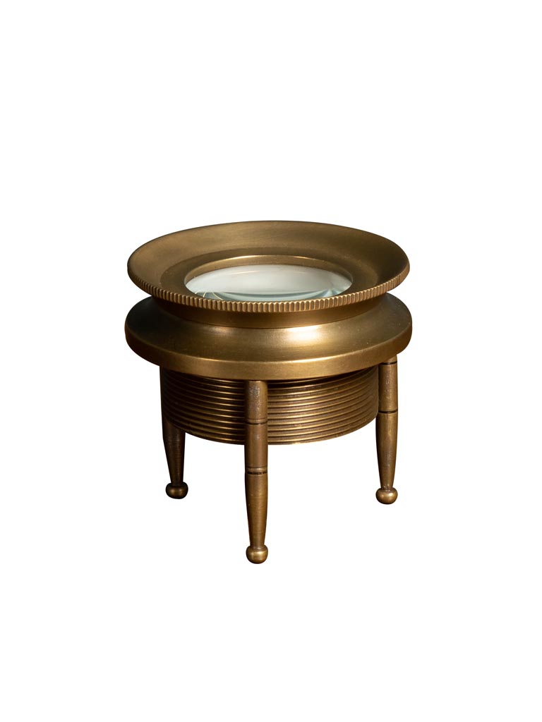 Small brass magnifier on tripod - 2