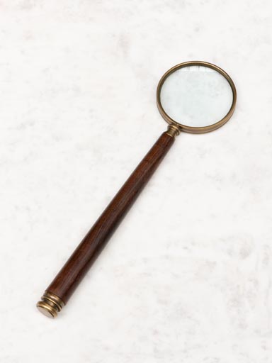 Magnifier with dark wooden handle