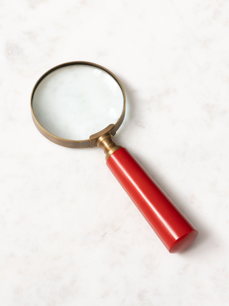 Small magnifier with red vintage handle - 1
