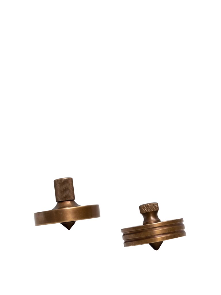S/2 small brass spinning tops - 3