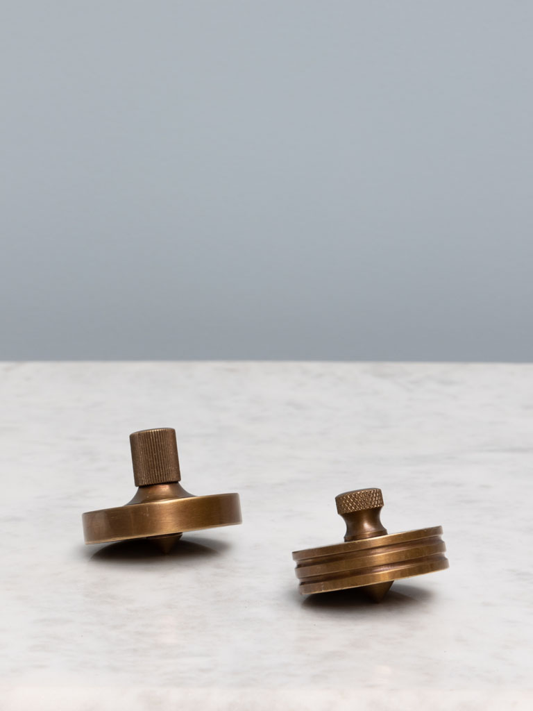 S/2 small brass spinning tops - 1