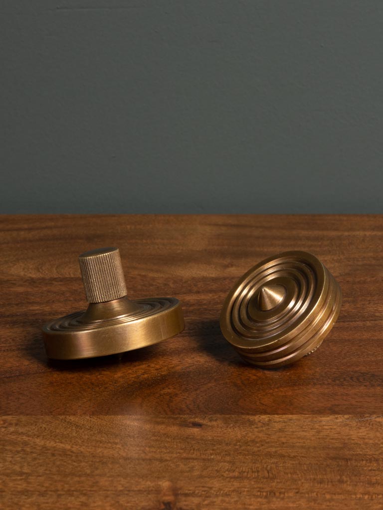 S/2 small brass spinning tops - 5