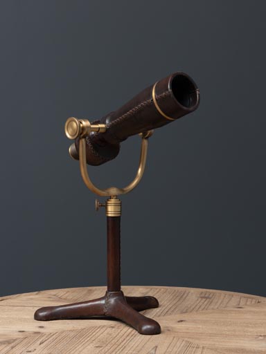 Leather telescope on tripod stand