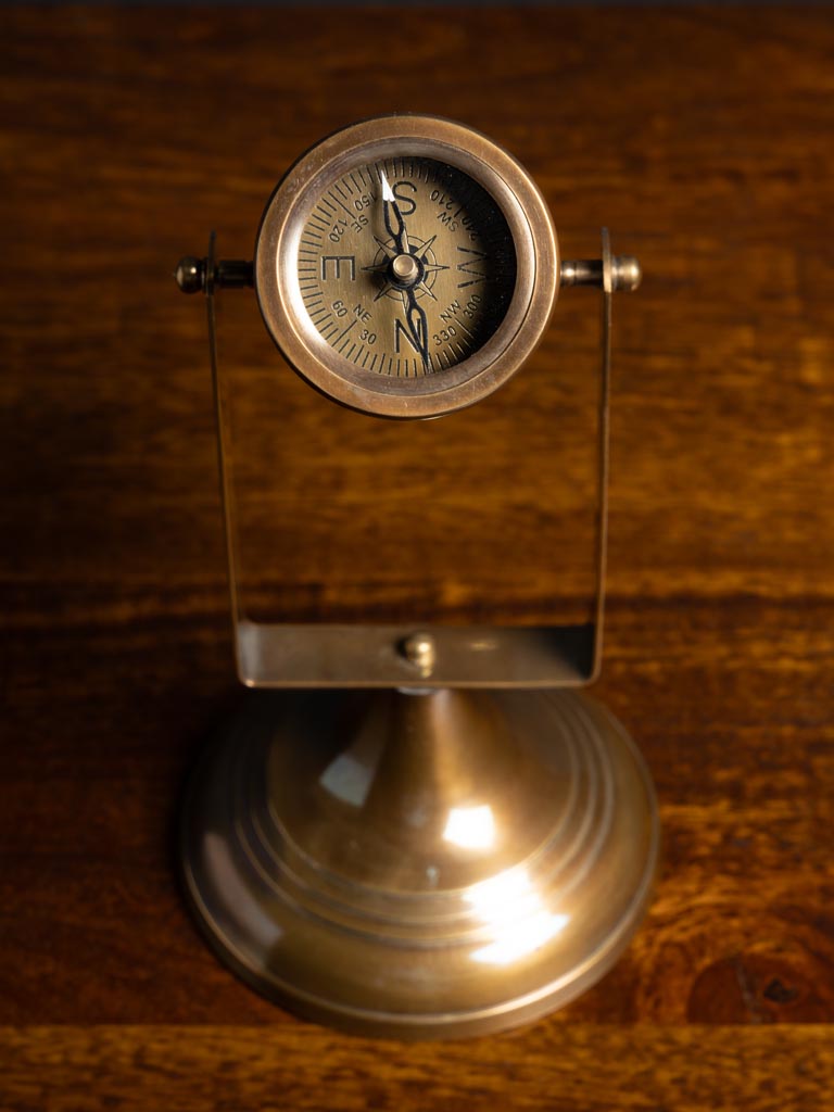 Sandtimer & compass brass patina - 6