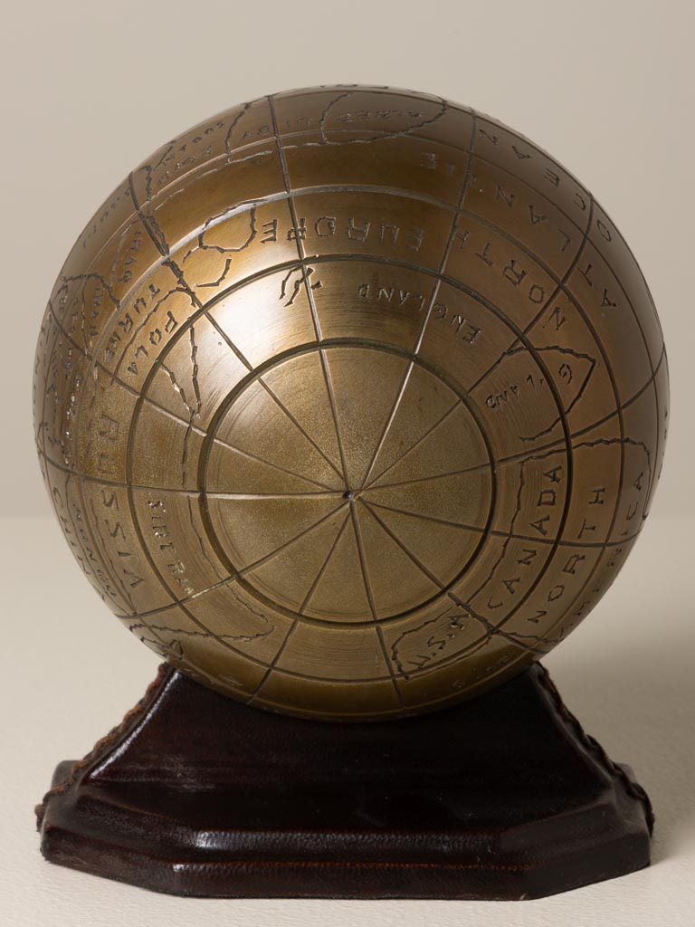 Brass and leather table clock Mundo - 5