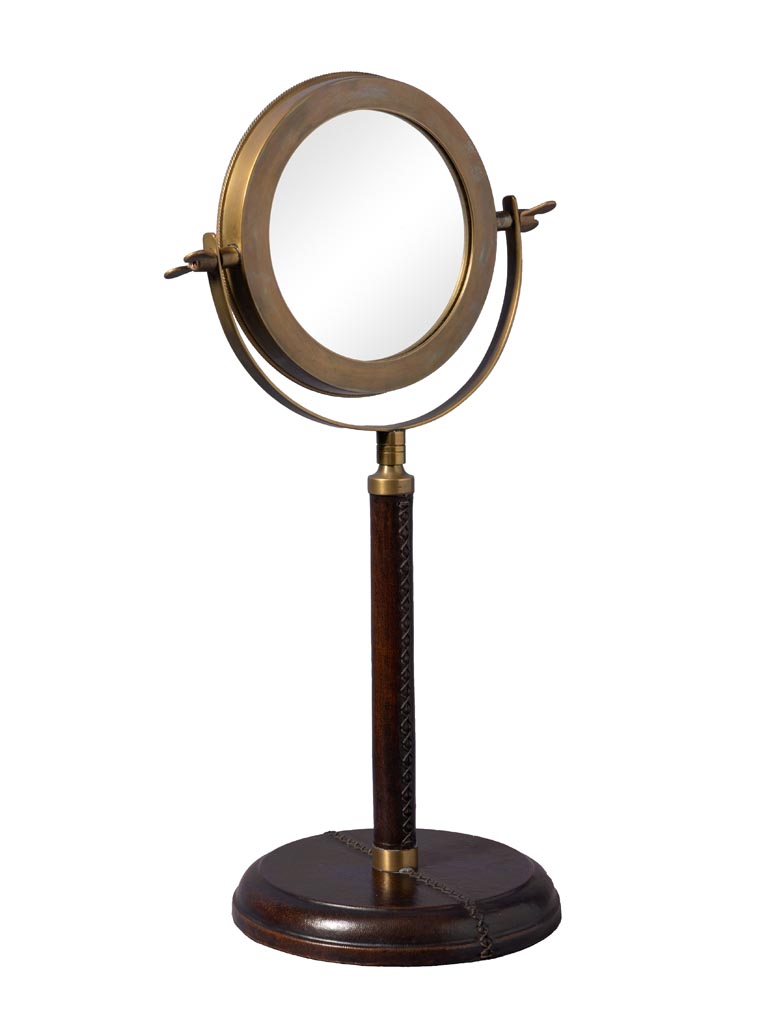 Miroir laiton sur pied cuir - 2