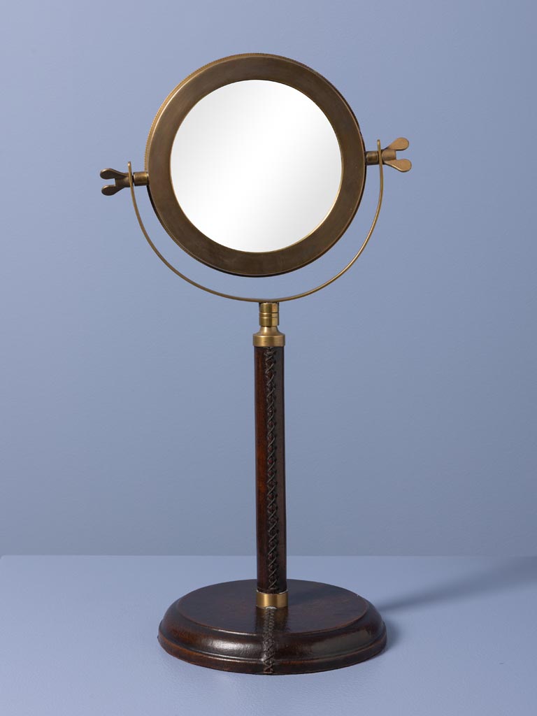Miroir laiton sur pied cuir - 3