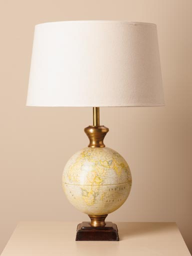 Lampe mappemonde sur base cuir