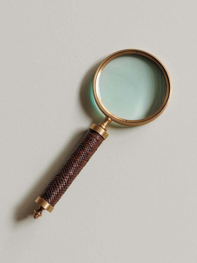 Golden magnifier with leather handle - 1