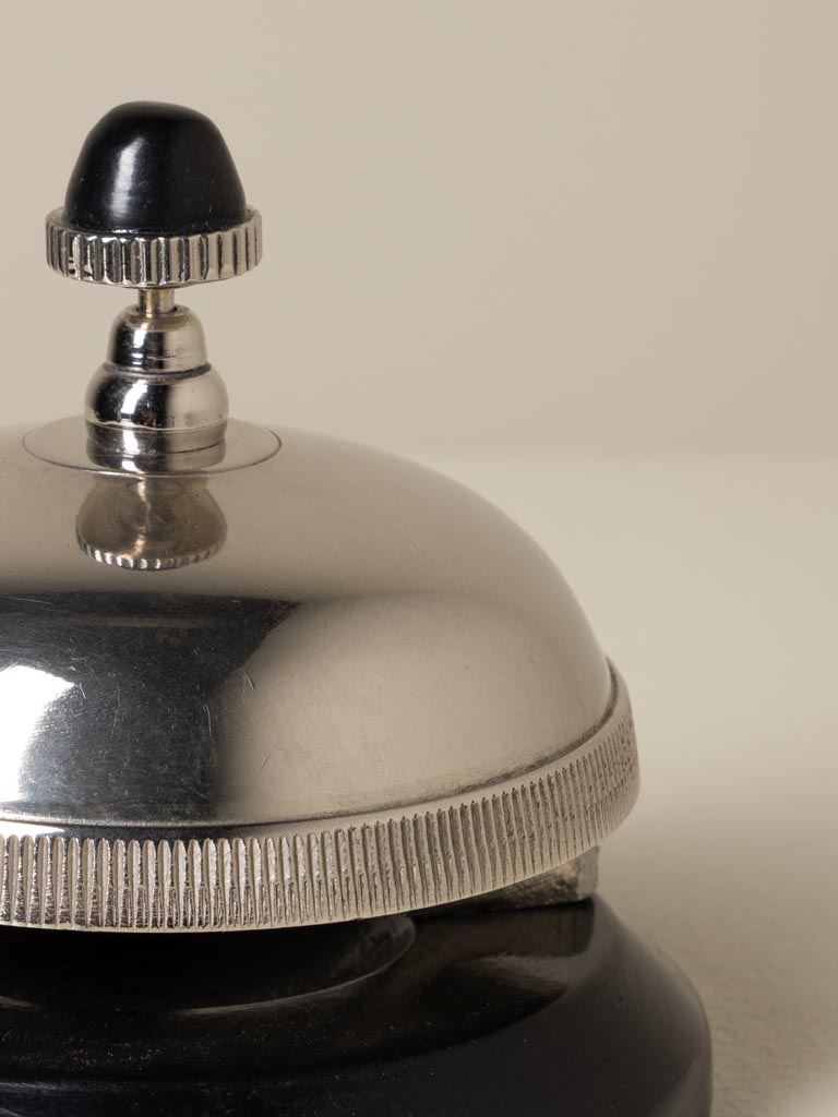 Classic silvered table bell with black wood detail - 4