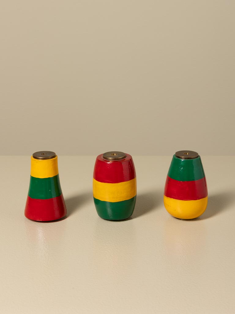 S/3 kaléidoscopes en bois coloré - 1