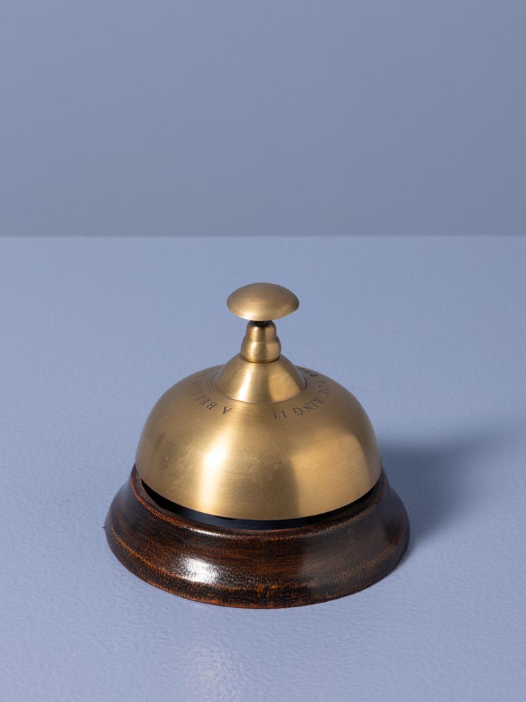 Hotel bell in brass and wood - 1